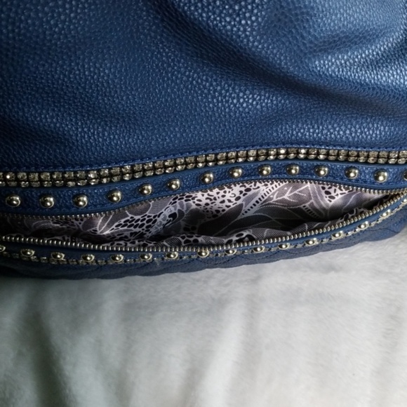 Royal blue and Gold Jeweled Imooshion Shoulder Bag - Picture 4 of 6